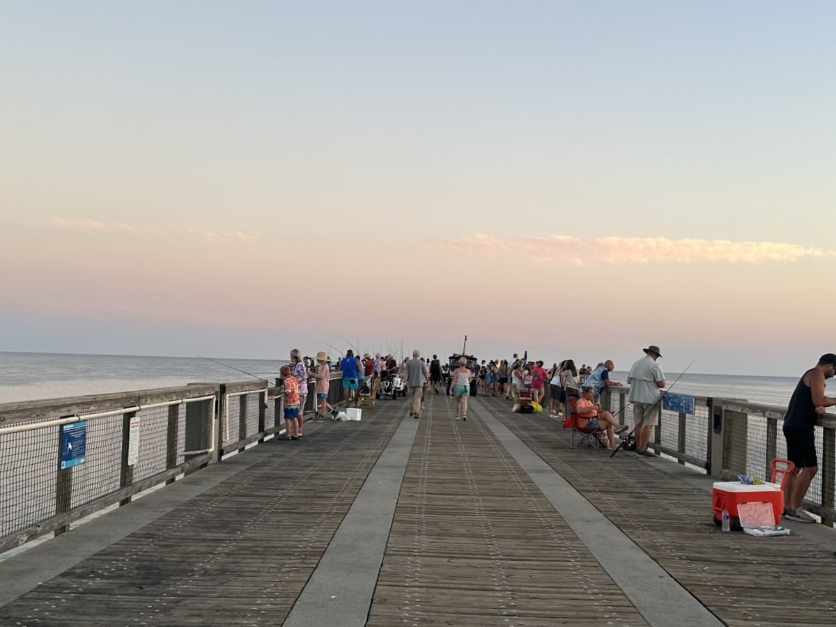 navarre beach pier in the evening