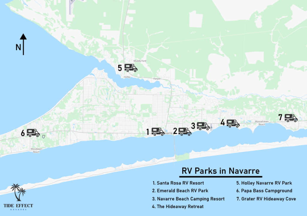 illustrated map of rv parks in navarre